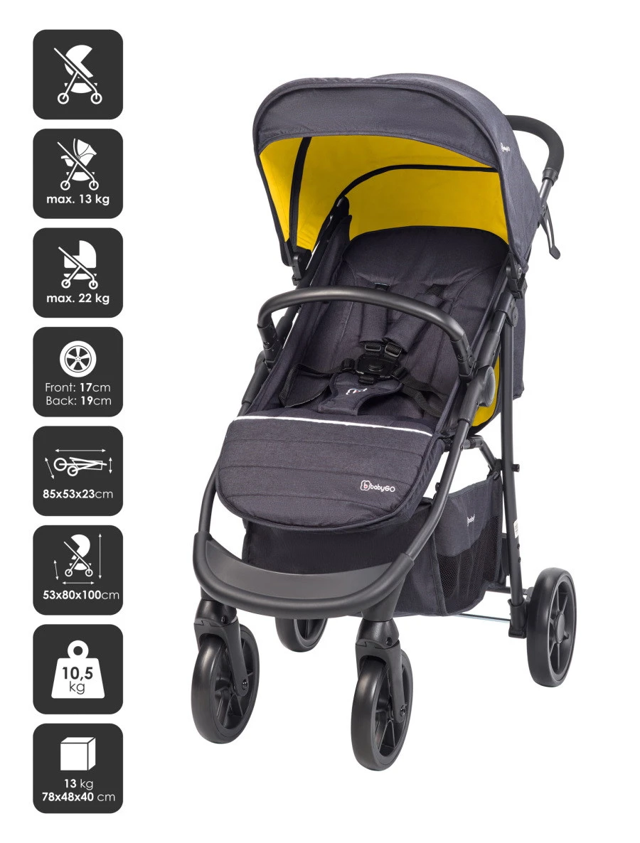 Babygo Style Mustard 3-in-1 Kinderwagen Incl. Autostoel 6322 6 Babygo Style Mustard 3-in-1 Kinderwagen Incl. Autostoel 6322 - Afbeelding 4