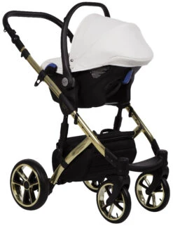 Baby Merc Faster 3 White/Gold Limited Edition Kinderwagen Incl. Autostoel L/190/ZE -Kinderwagen Winkel baby merc faster 3 white limited edition kinderwagen 3