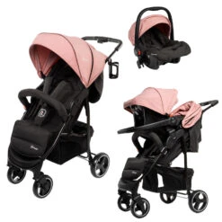 Babygo Basket Pink Melange Wandelwagen Incl. Autostoel 64013