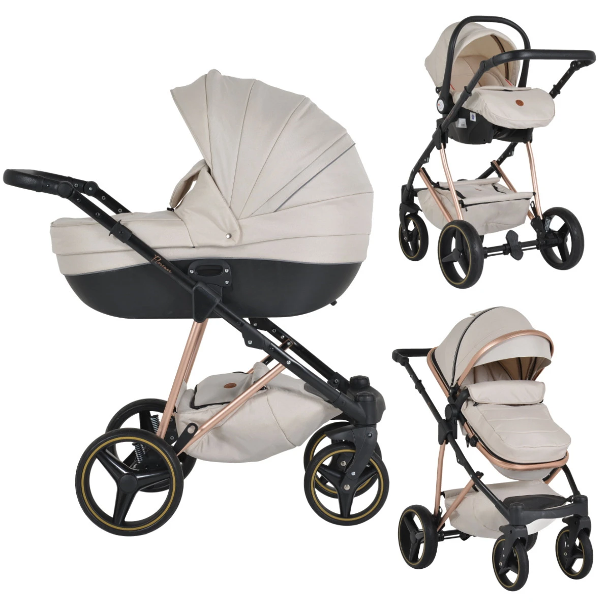 Cangaroo Florence Beige 3-in-1 Kinderwagen Incl. Autostoel 109994 3 Cangaroo Florence Beige 3-in-1 Kinderwagen Incl. Autostoel 109994