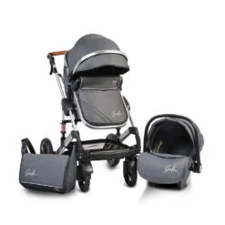 Cangaroo Gala Steel Grey 3-in-1 Combi Kinderwagen Incl. Autostoel -Kinderwagen Winkel cangaroo gala black leather 3 in 1 combi kinderwagen incl autostoel 13