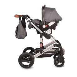 Cangaroo Gala Steel Grey 3-in-1 Combi Kinderwagen Incl. Autostoel -Kinderwagen Winkel cangaroo gala black leather 3 in 1 combi kinderwagen incl autostoel 6