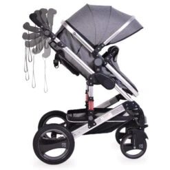 Cangaroo Gala Dark Grey/Silver 3-in-1 Combi Kinderwagen Incl. Autostoel. -Kinderwagen Winkel cangaroo gala dark grey silver 2 in 1 combi kinderwagen incl tas 5 1 1