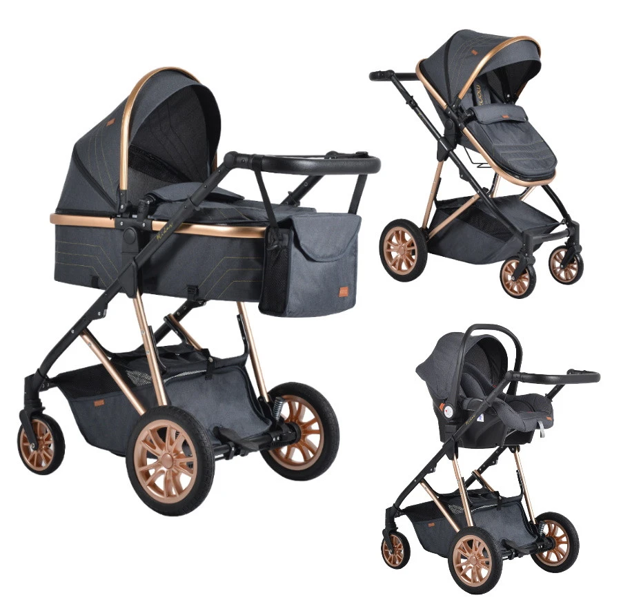 Cangaroo Midas Black 3-in-1 Combi Kinderwagen Incl. Autostoel 3 Cangaroo Midas Black 3-in-1 Combi Kinderwagen Incl. Autostoel