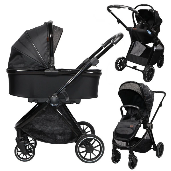 Ding Fenix Black/Black 3-in-1 Combi Kinderwagen Incl. Autostoel 3 Ding Fenix Black/Black 3-in-1 Combi Kinderwagen Incl. Autostoel