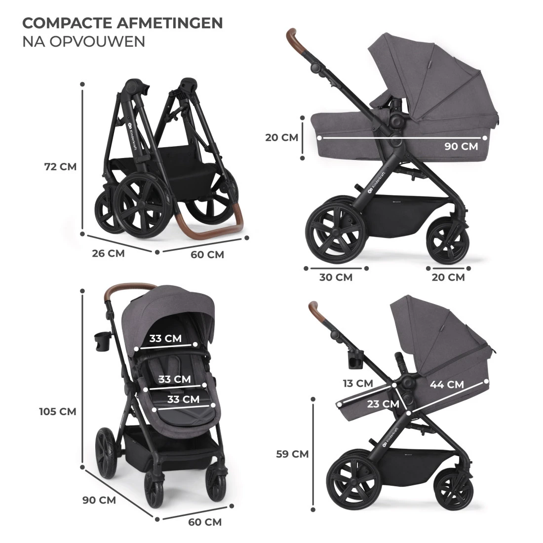 Kinderkraft A-Tour Dark Grey 3-in-1 Kinderwagen Incl. Autostoel KSATOU00DGR3000 14 Kinderkraft A-Tour Dark Grey 3-in-1 Kinderwagen Incl. Autostoel KSATOU00DGR3000 - Afbeelding 12