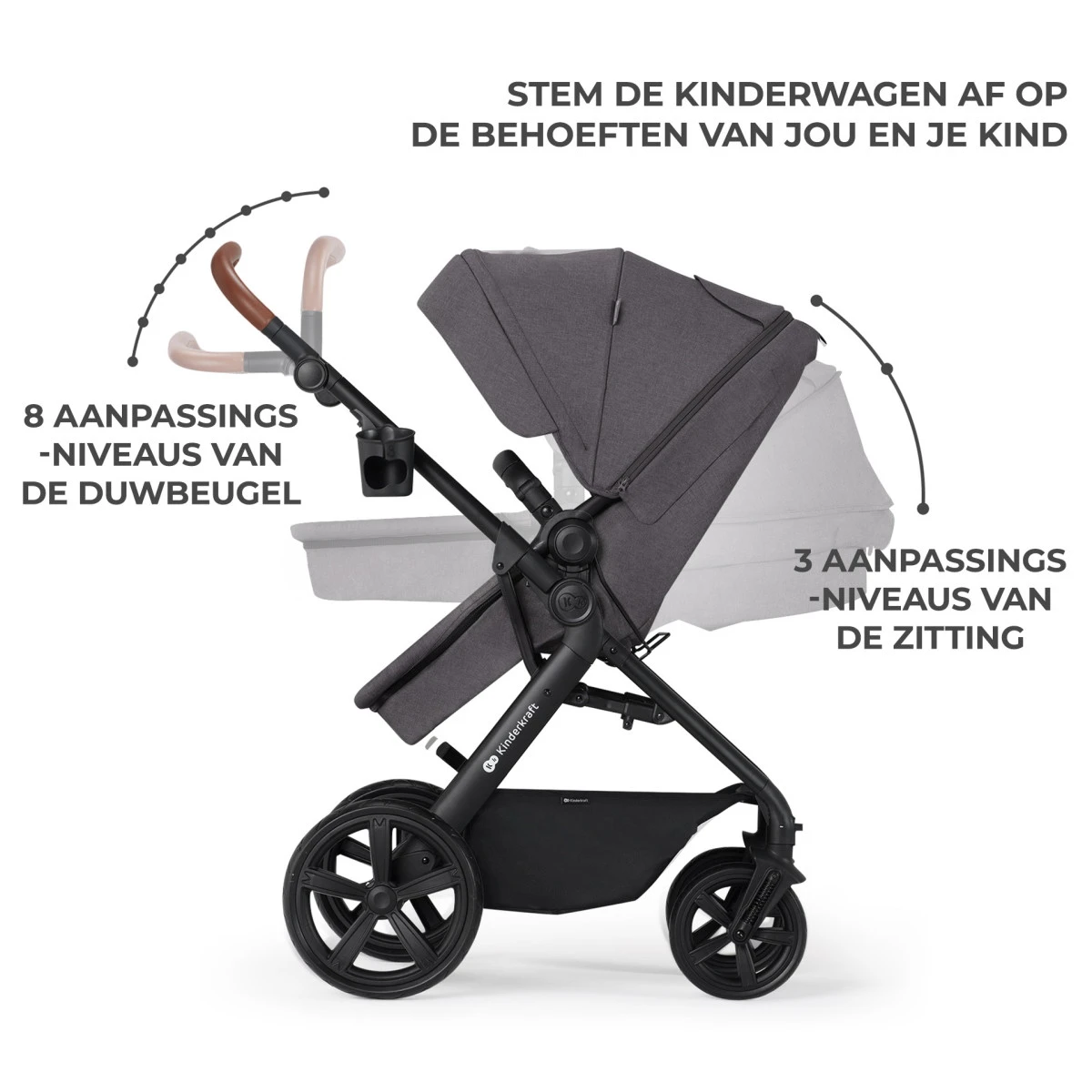 Kinderkraft A-Tour Black 3-in-1 Kinderwagen Incl. Autostoel KSATOU00BLK3000 - Afbeelding 9