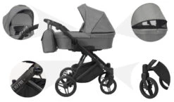 Kunert Lazzio Black Eco-Leather 2-in-1 Kinderwagen LAZ-11-BLACK -Kinderwagen Winkel kunert lazzio 2 in 1 kinderwagen laz 11 14